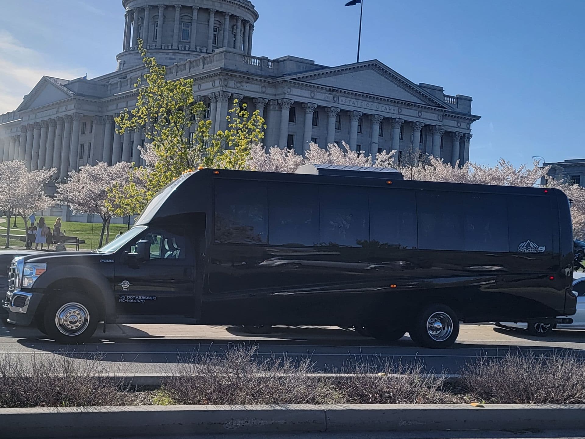Silver 32-Passenger Shuttle Bus